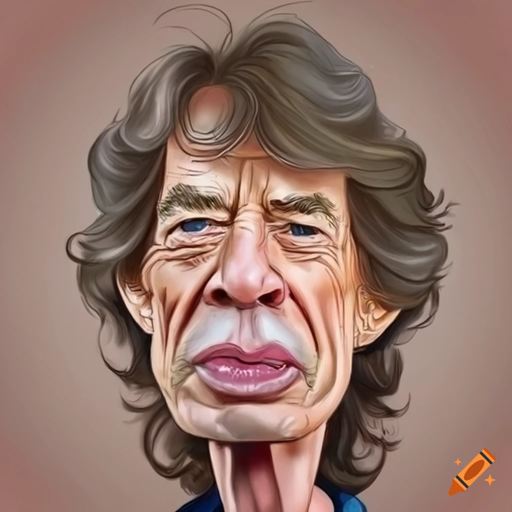 caricature of Mick Jagger
