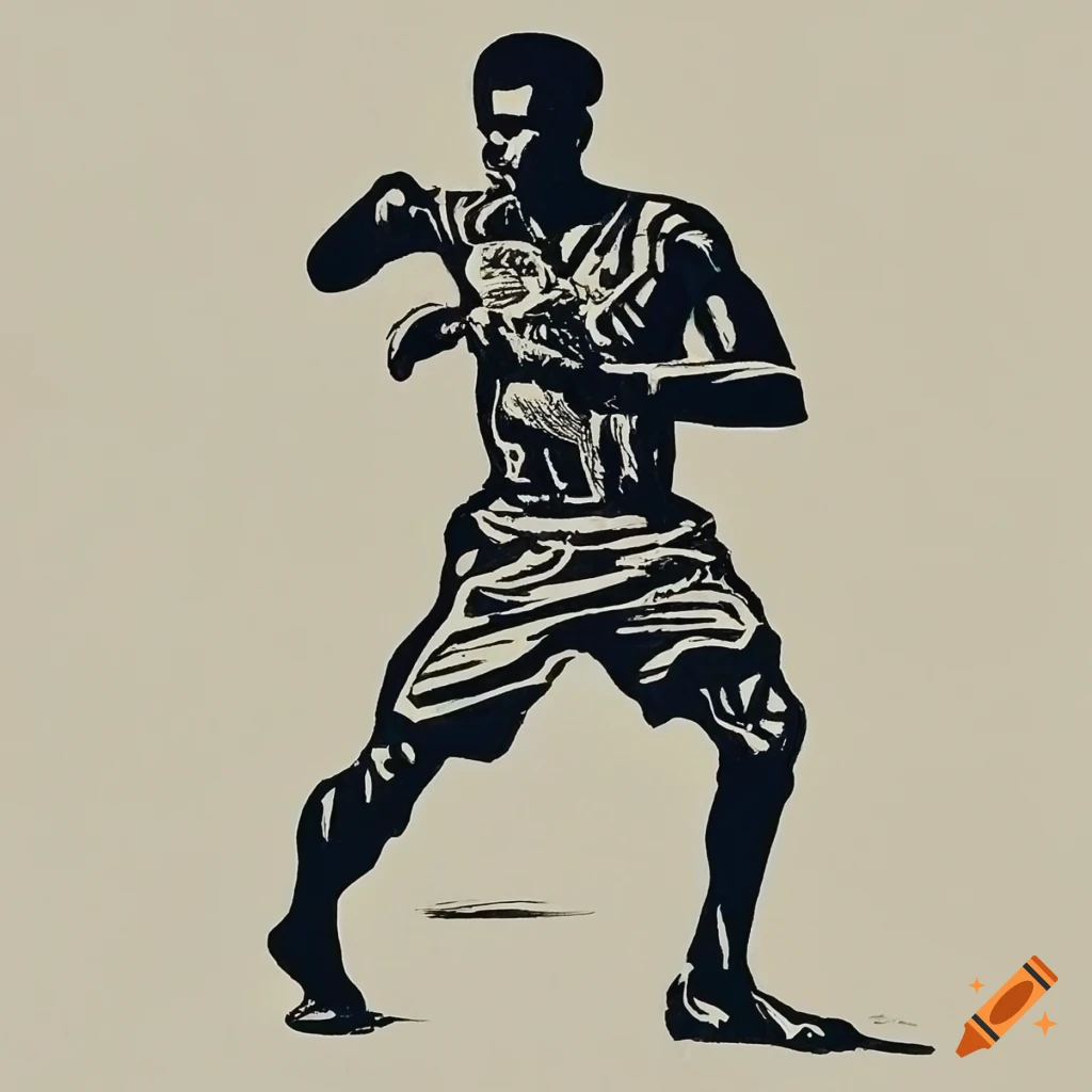 linocut-style illustration of various athletes in dynamic poses