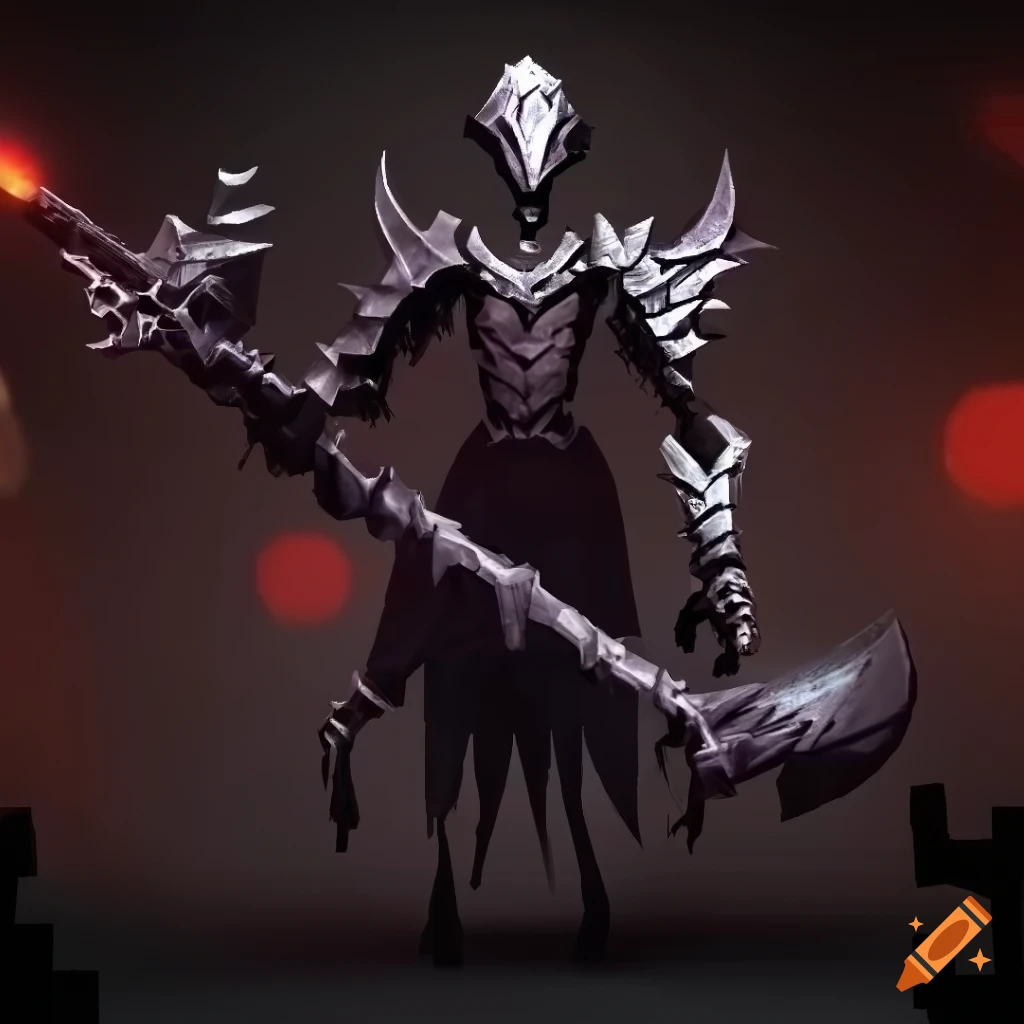 concept art of a dark fantasy warlock with giant weapons