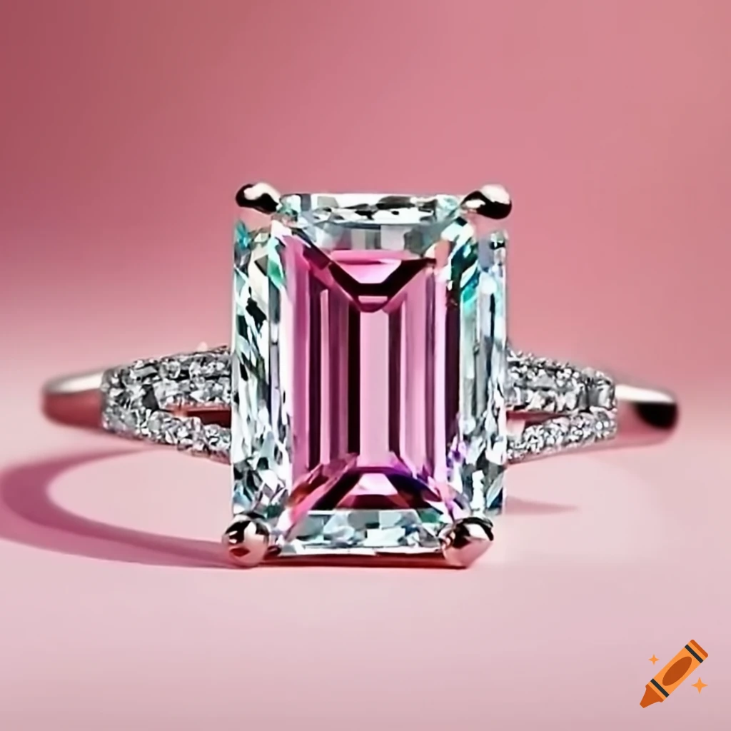 Engagement Ring -Oval Diamond Pink Diamond Halo Engagement Ring Platinum -ES1240