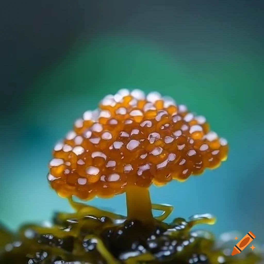 gourmet dish with caviar mushroom and seaweed