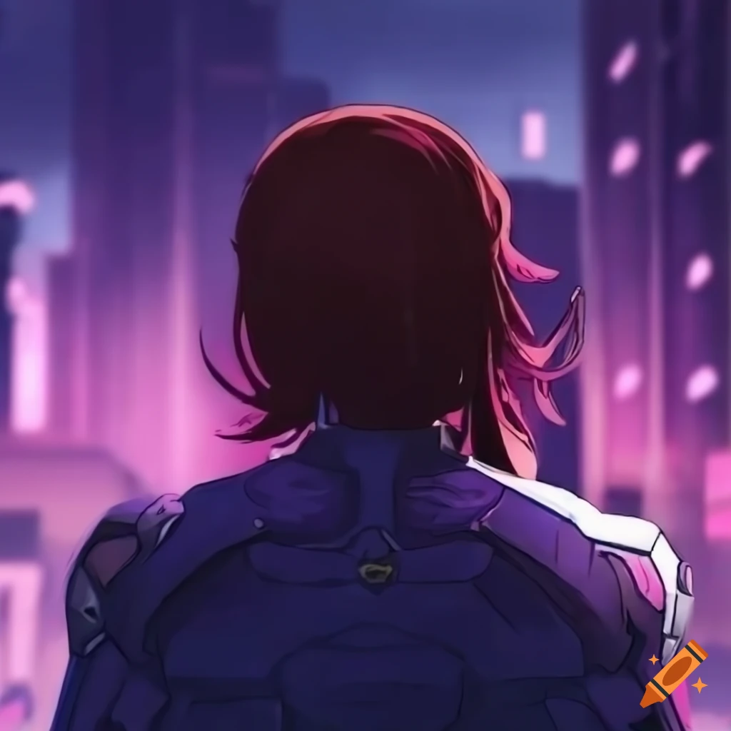 cosplay of male D.Va in a cityscape