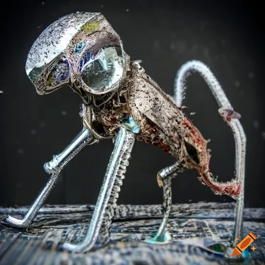 Photo in 3D, HDR, a crab made of silver bronze and gold, intricate detail,  hyper detailed on Craiyon