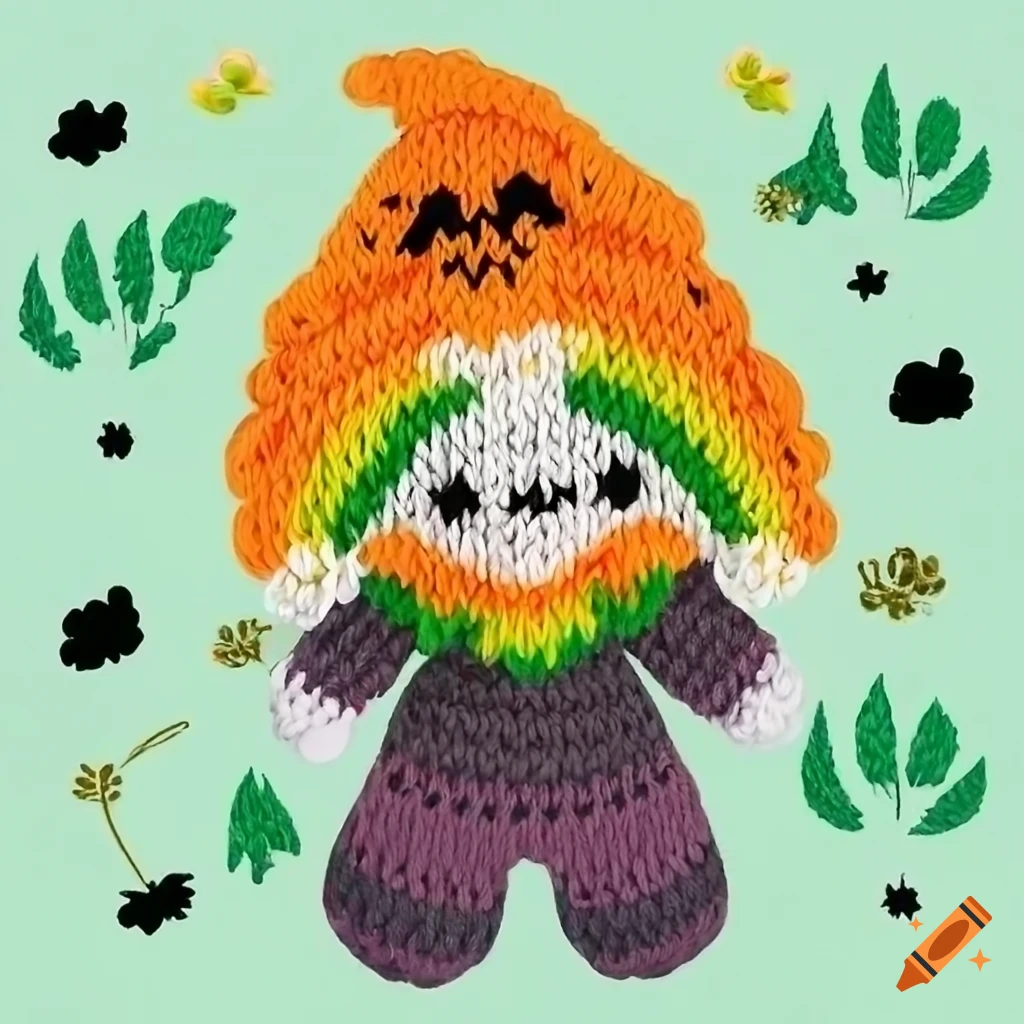 adorable Halloween Ghost Rider amigurumi in meadow