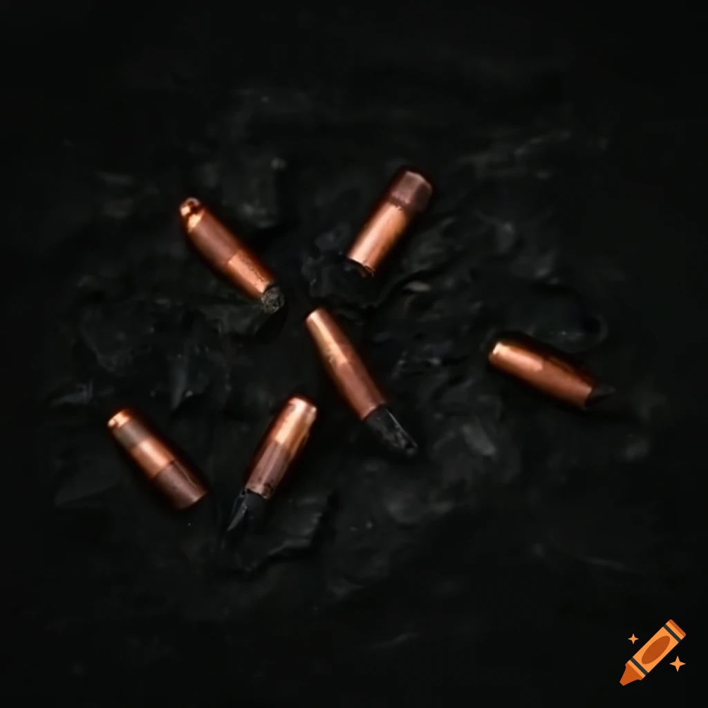 close-up of falling black ammunition