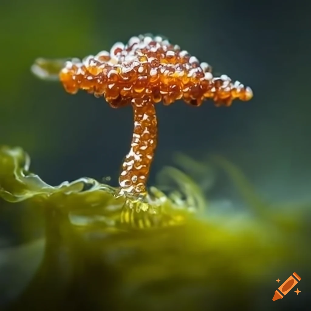 gourmet appetizer: caviar mushroom on seaweed