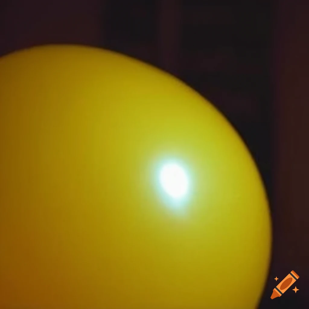yellow balloon floating in a dimly-lit room