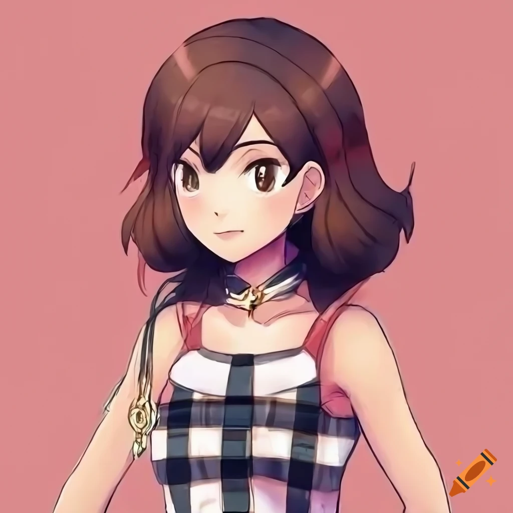 Anime girl pokémon gym leader with red plaid skirt on Craiyon