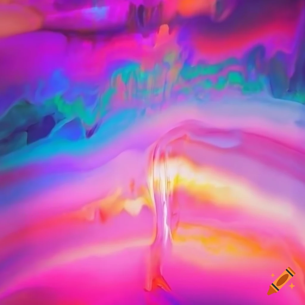 iridescent glass flag floating in a sunlit lake