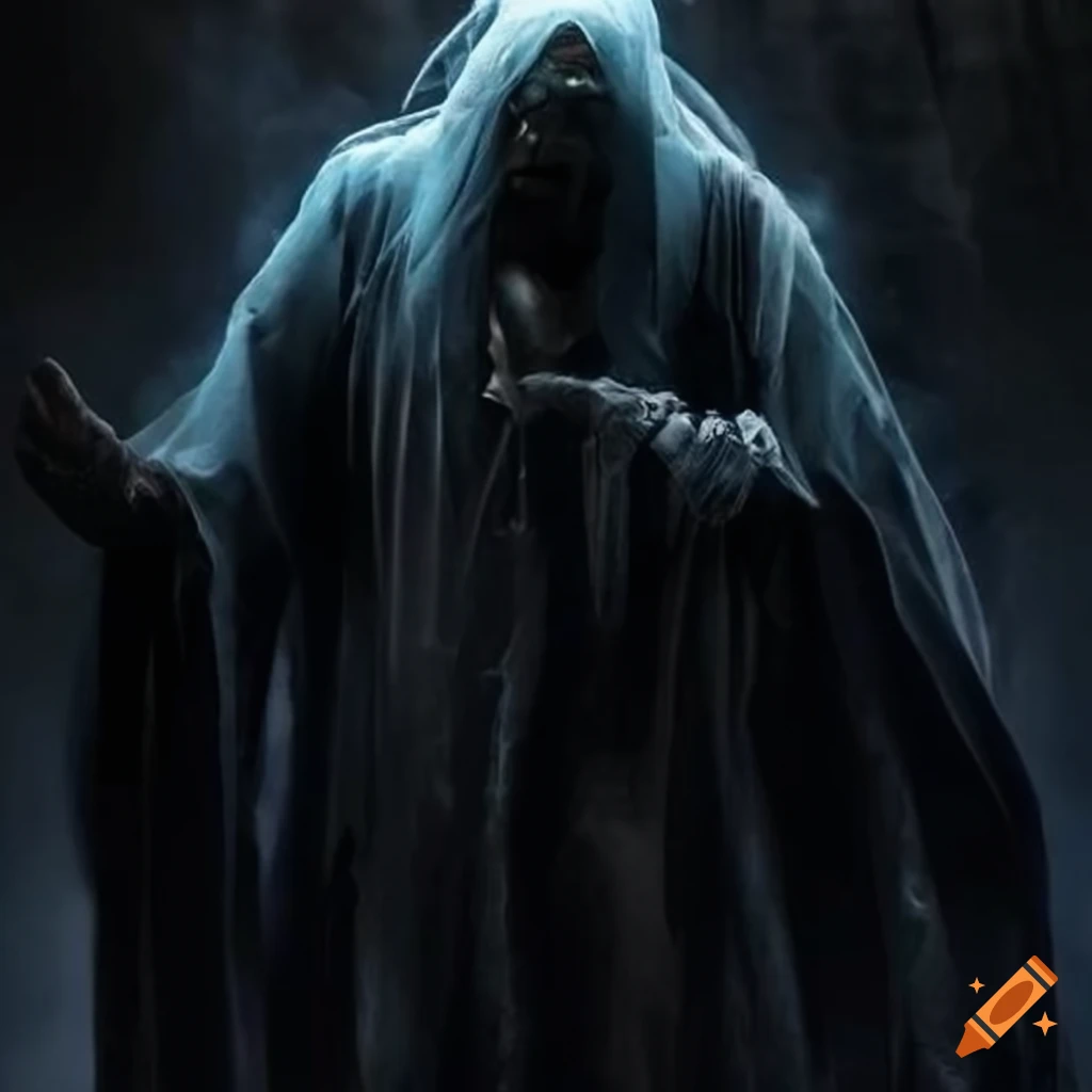 menacing zombie ghost with tattered robes
