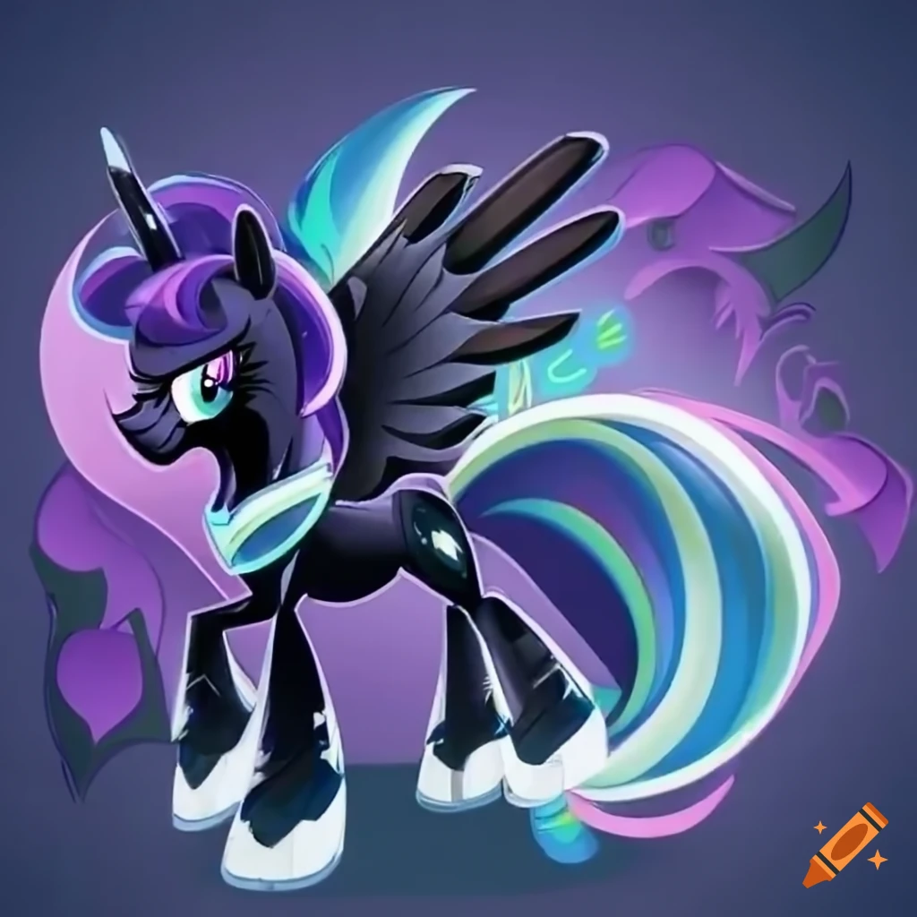 detailed artwork of a cute pony in dark colors