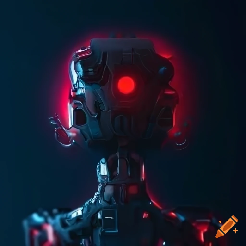 Premium Photo  Futuristic sci fi robot in form of hi tech synthetic red  plastic materials