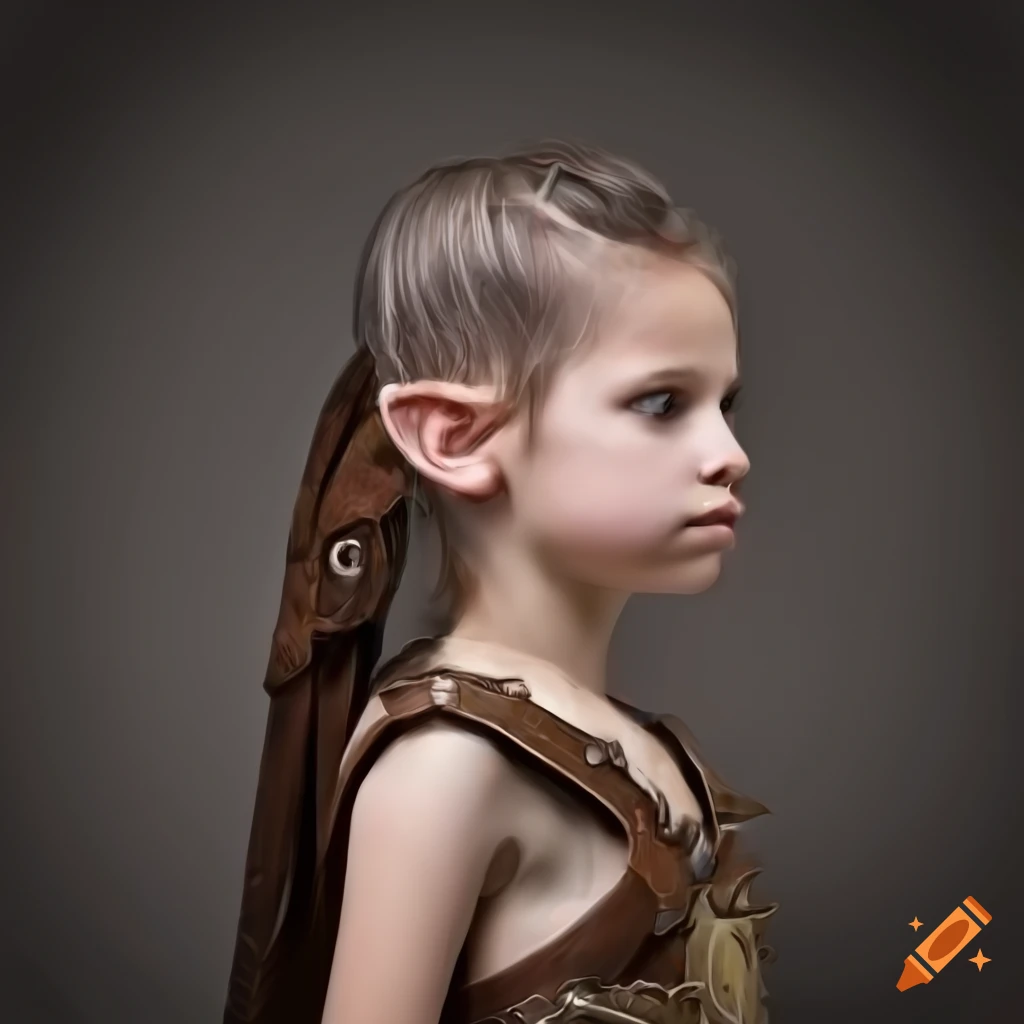 side view of a young elf gladiator in open armor
