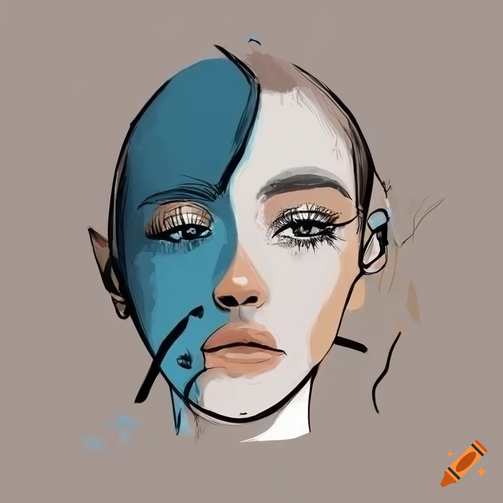 minimalistic sketch art of a woman