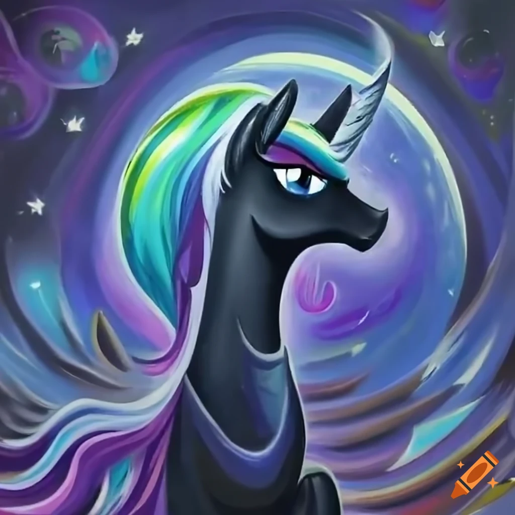 detailed artwork of a cute pony in dark colors