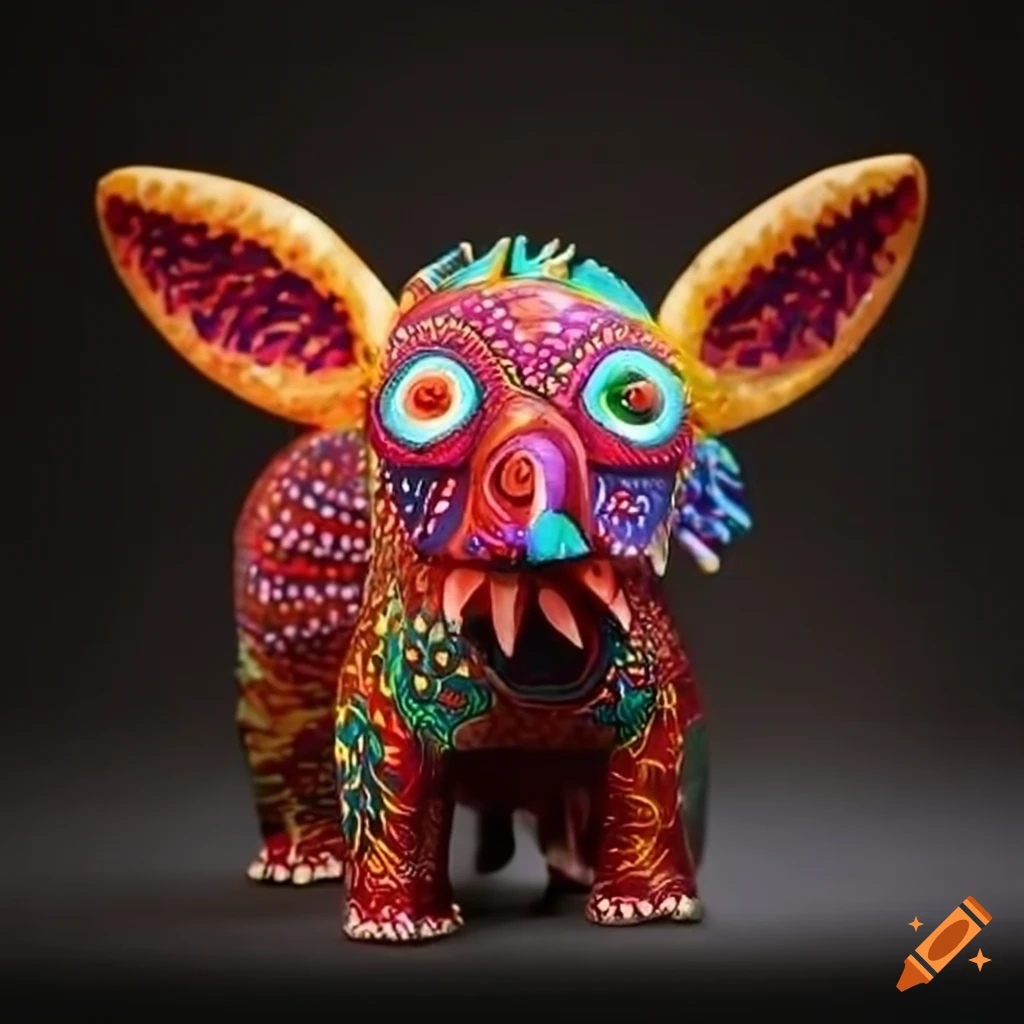 colorful sculpture of a Alebrije pig