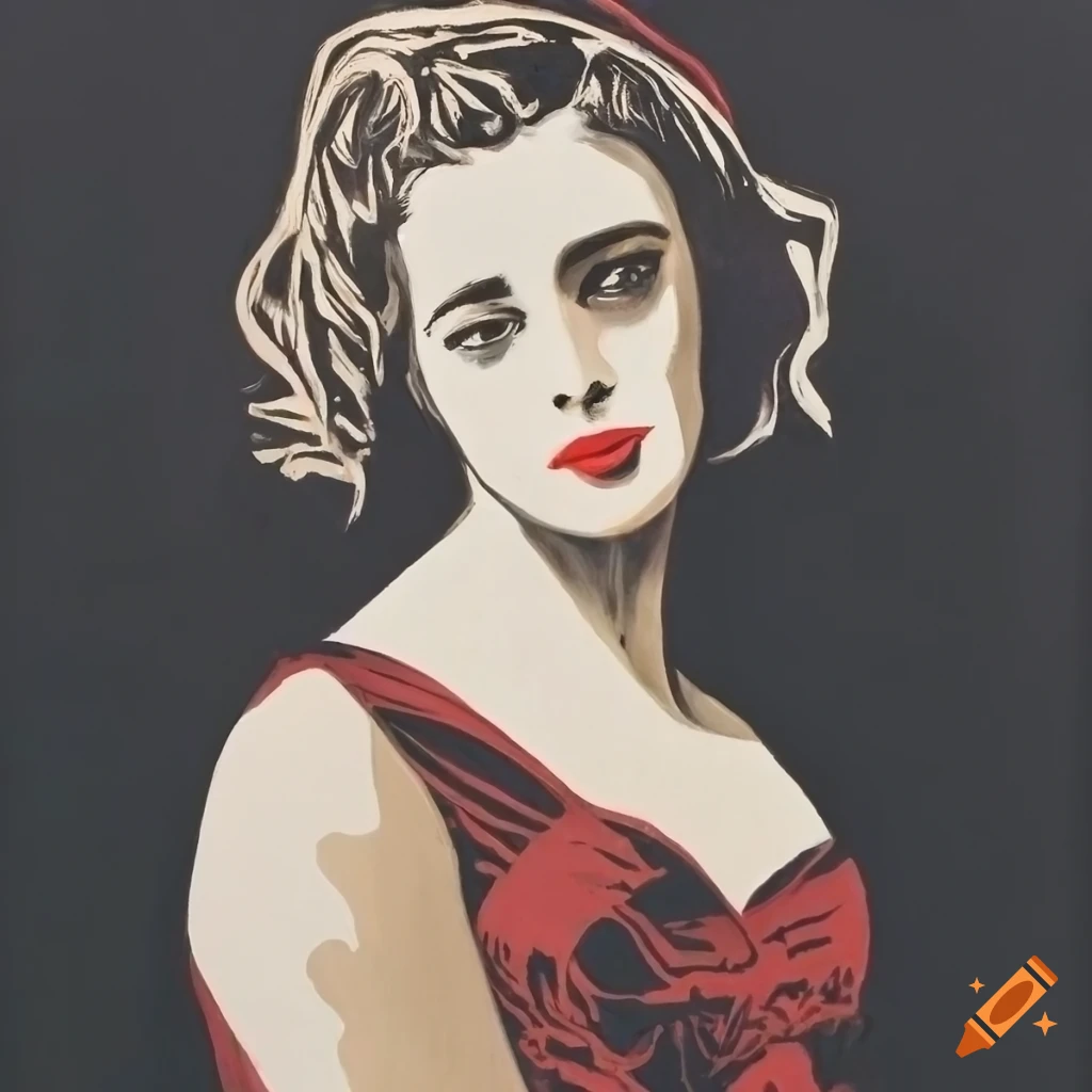 Catherine La Rose inspired lino print-style artwork of women in various poses