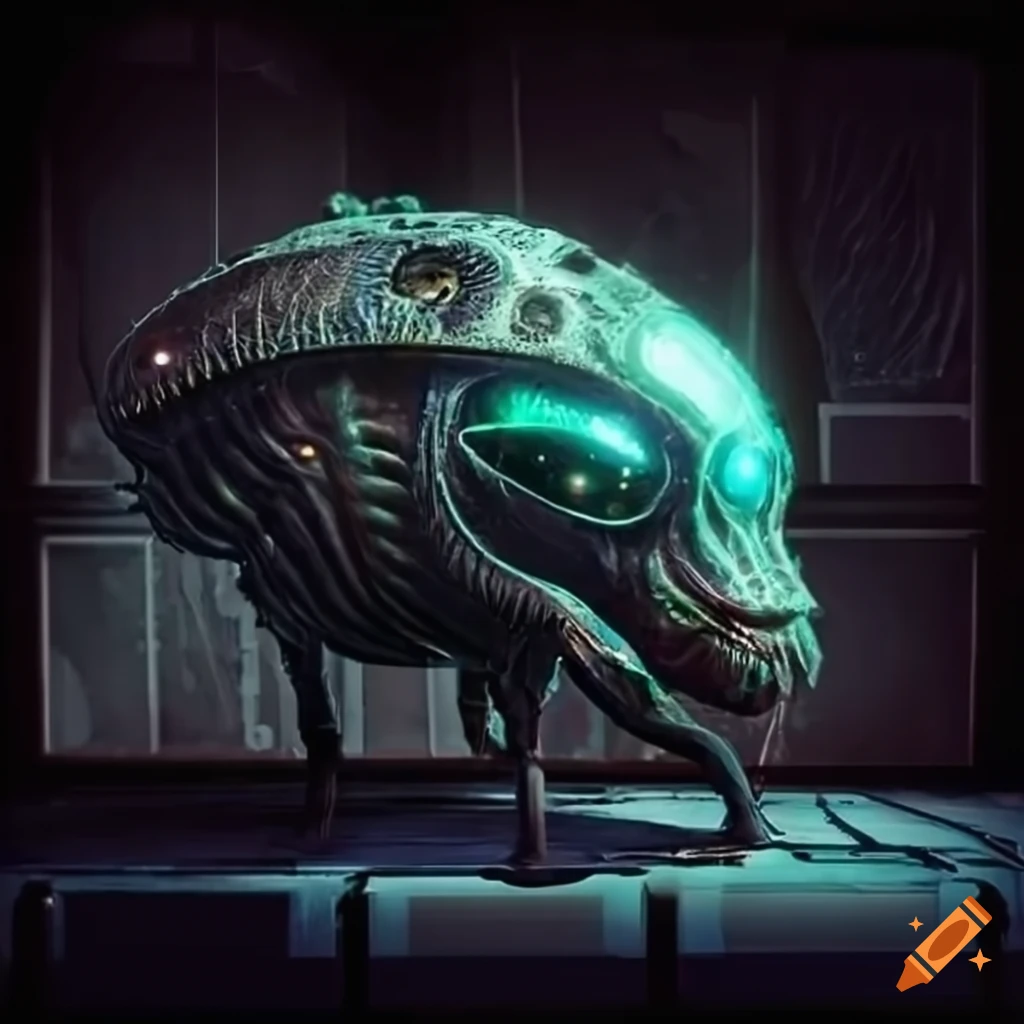 surrealist insect alien spaceship with electronic skin
