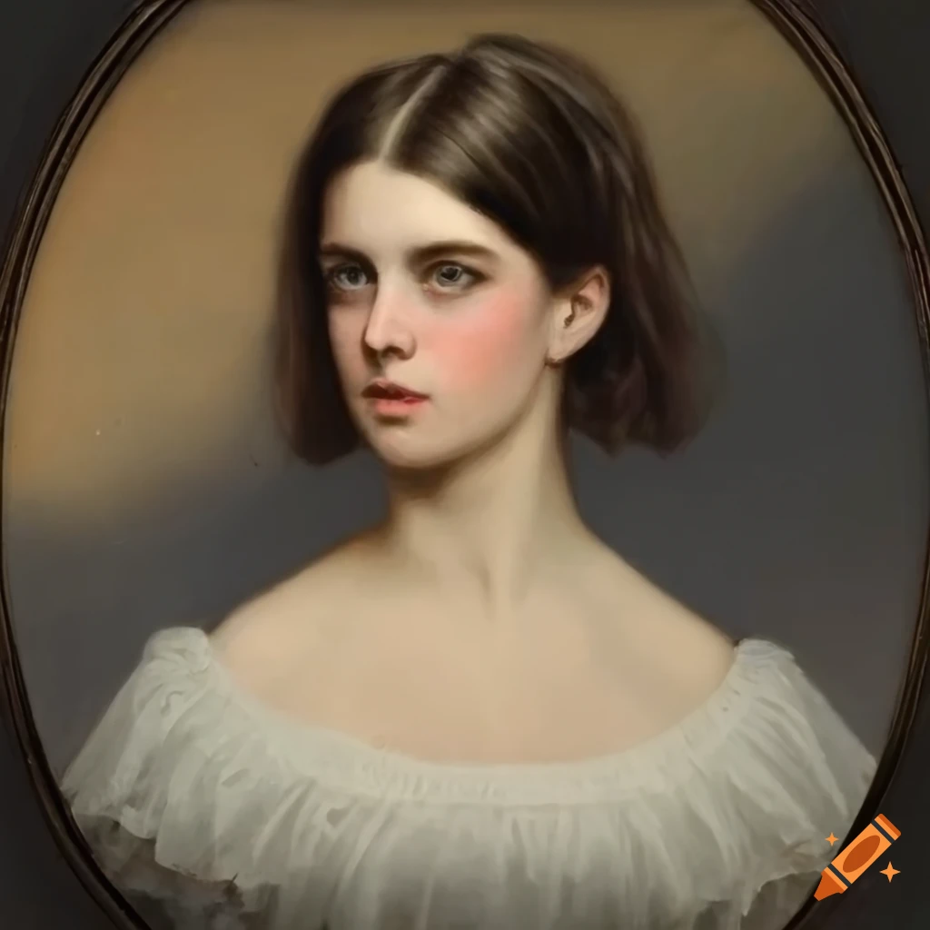 Vintage Haunted House Portrait With A Brunette Woman On Craiyon