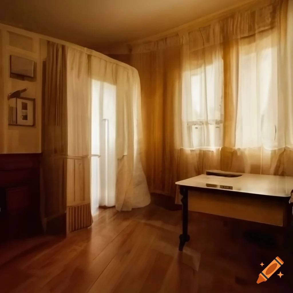 Russian apartment interior with laptop on table
