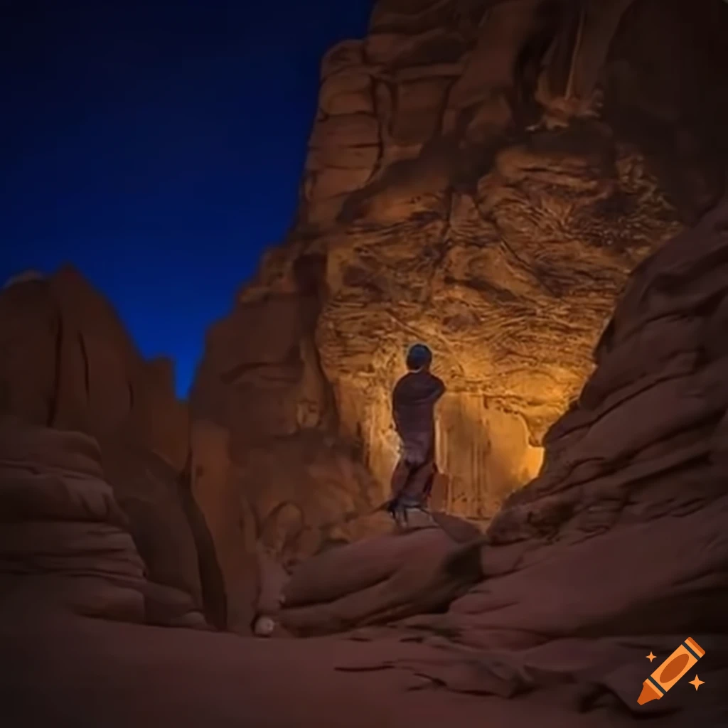 artistic depiction of a man climbing Mount Sinai