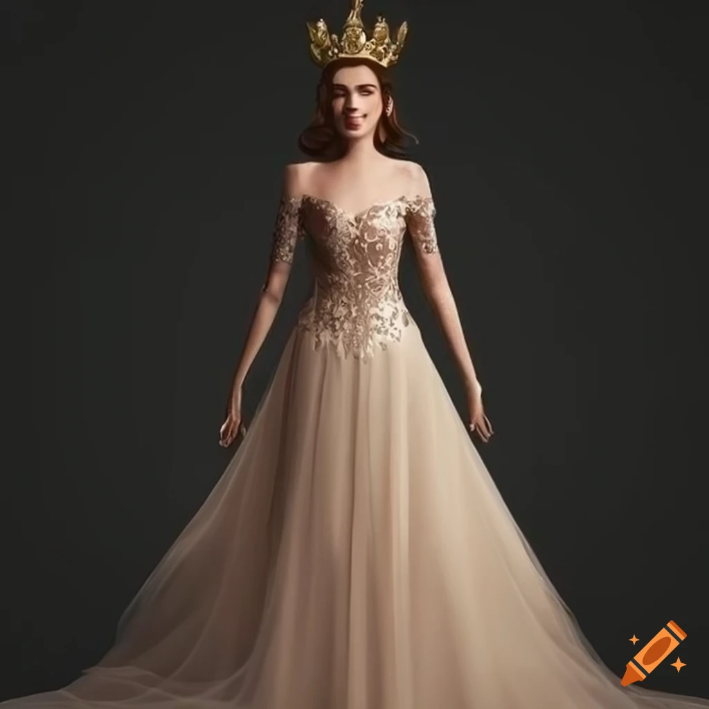 golden ball gown with tiara | Bridal dresses, Gowns dresses, Ball gowns