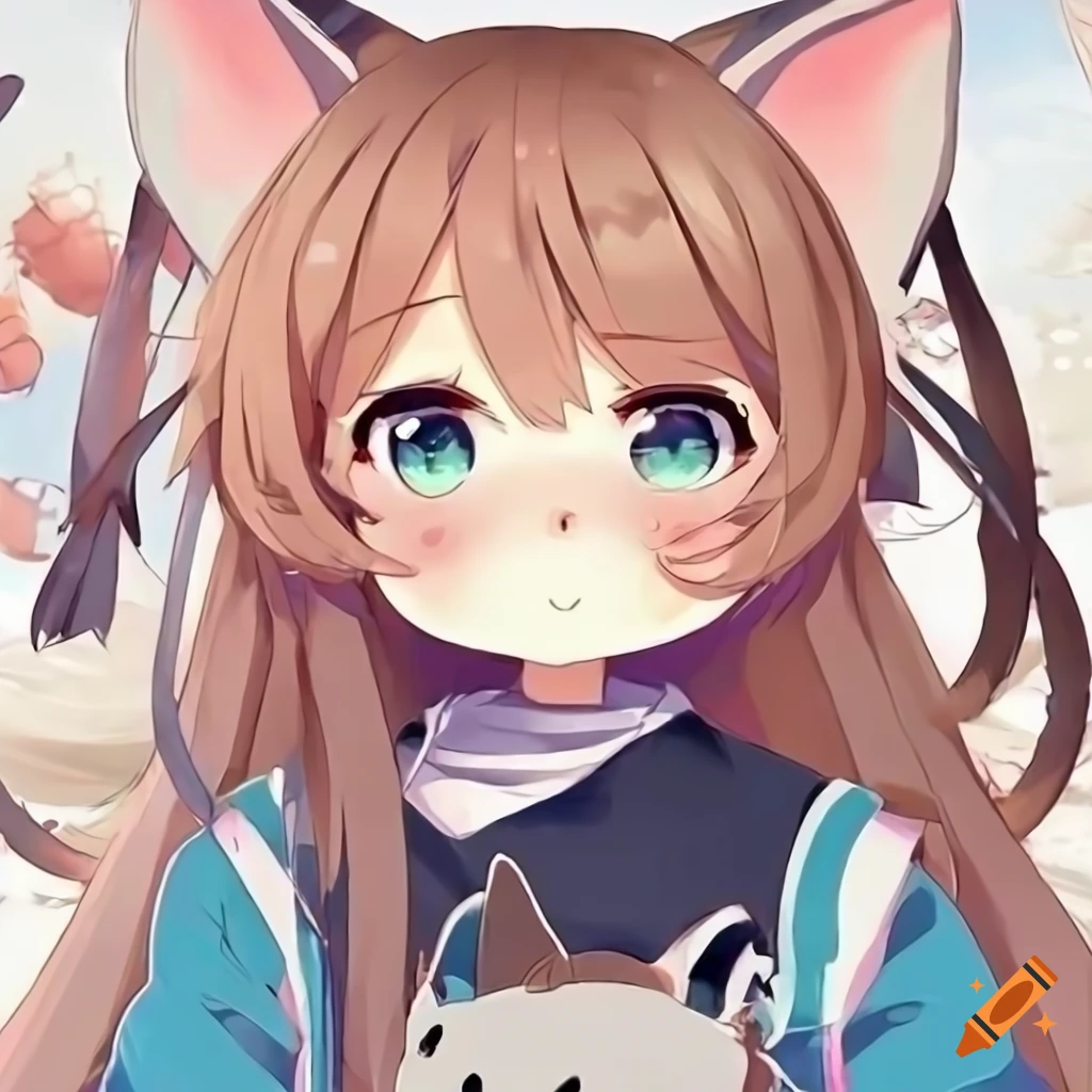 Cute aesthetic anime profile picture with a catgirl