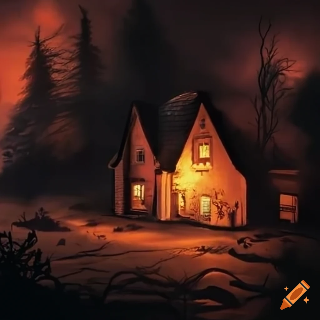 Spooky halloween house scenery