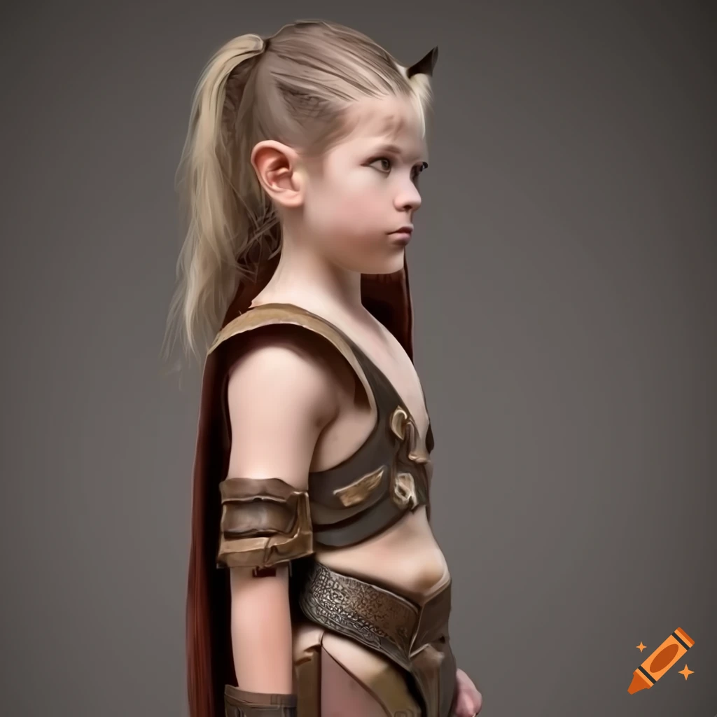 side view of a young elf gladiator in open armor