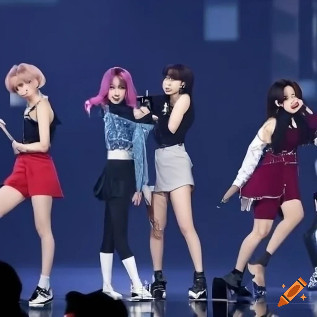 Bts and twice members wearing each others outfits full body view