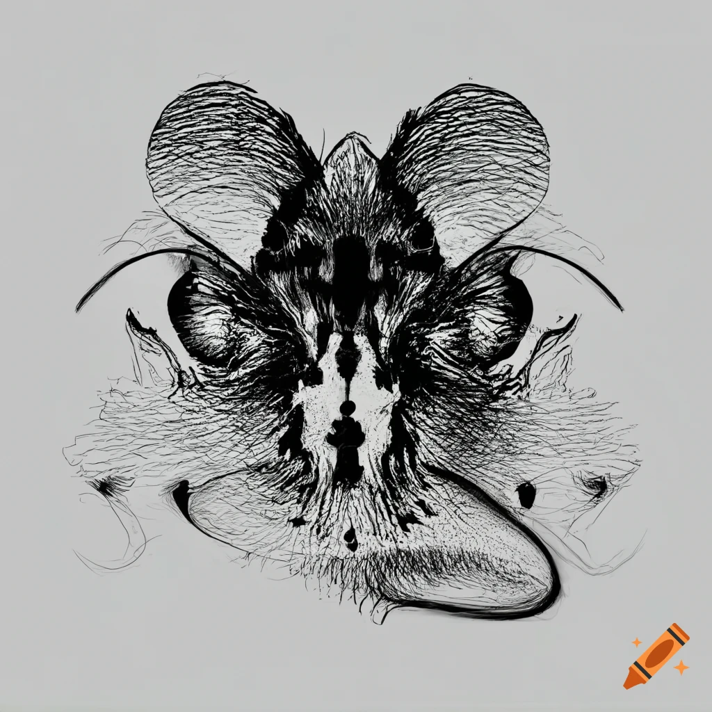 black ink drawing of an abstract mouse