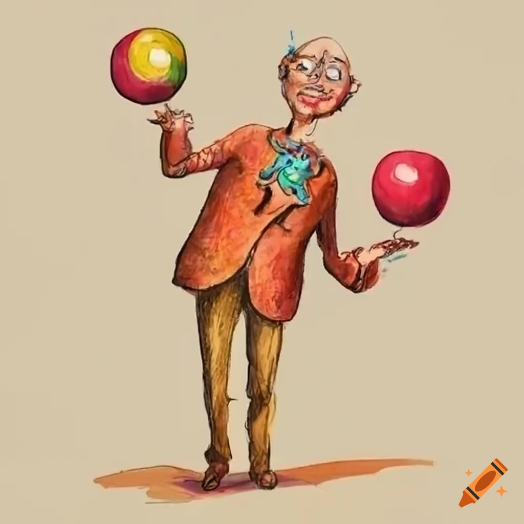 Funny illustration of a person multitasking
