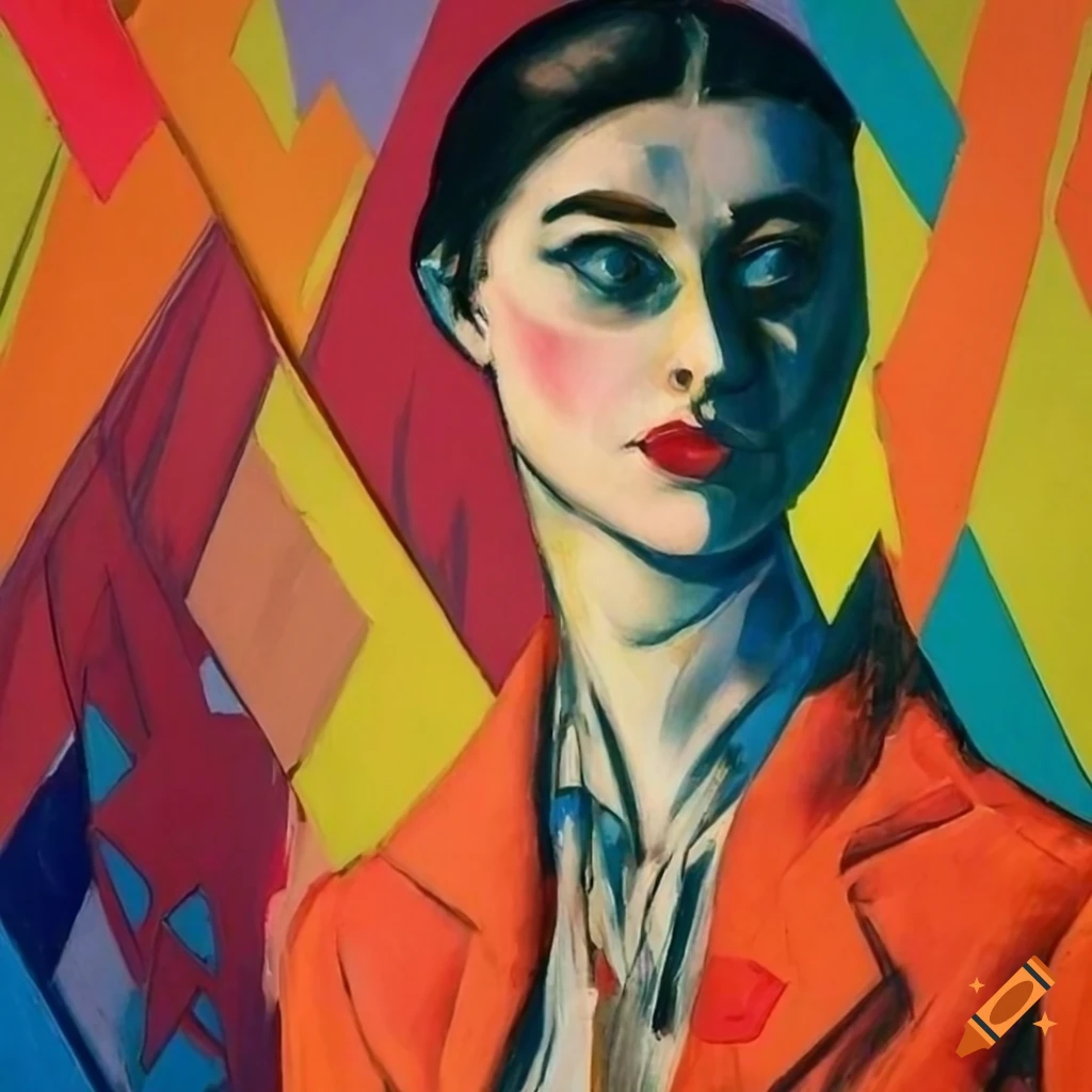 Abstract painting of women with geometric shapes on Craiyon