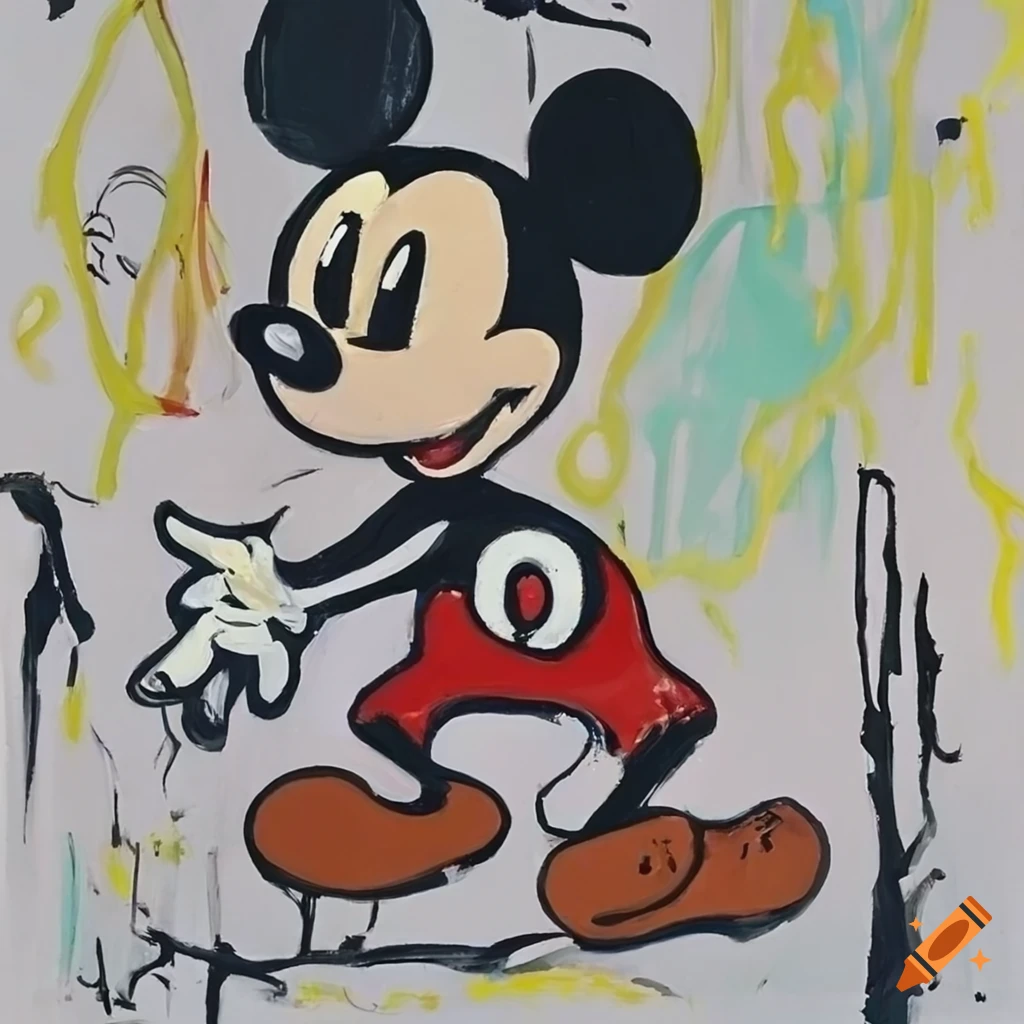 Bright and colorful mickey mouse pop art painting on Craiyon