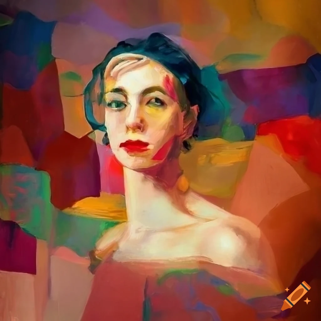 painting of women with geometric shapes in the background
