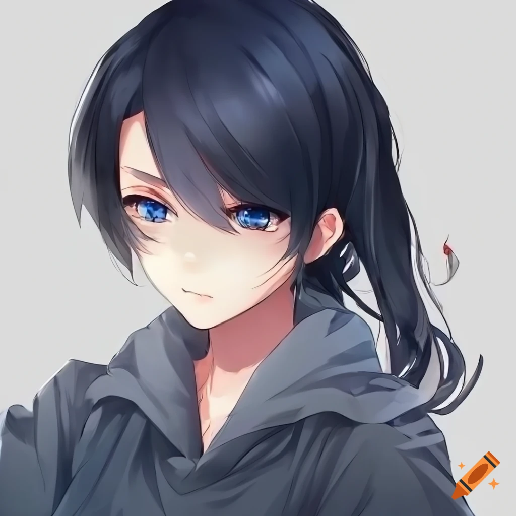 Anime black hair blue eyes