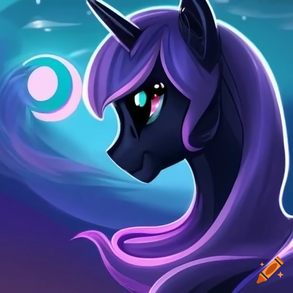 detailed artwork of a cute pony in dark colors