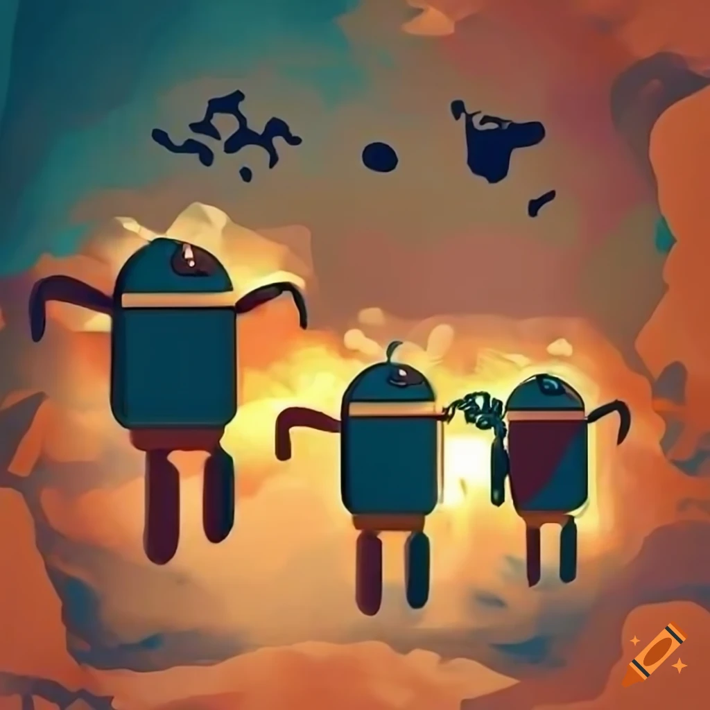 cave painting of the android logo