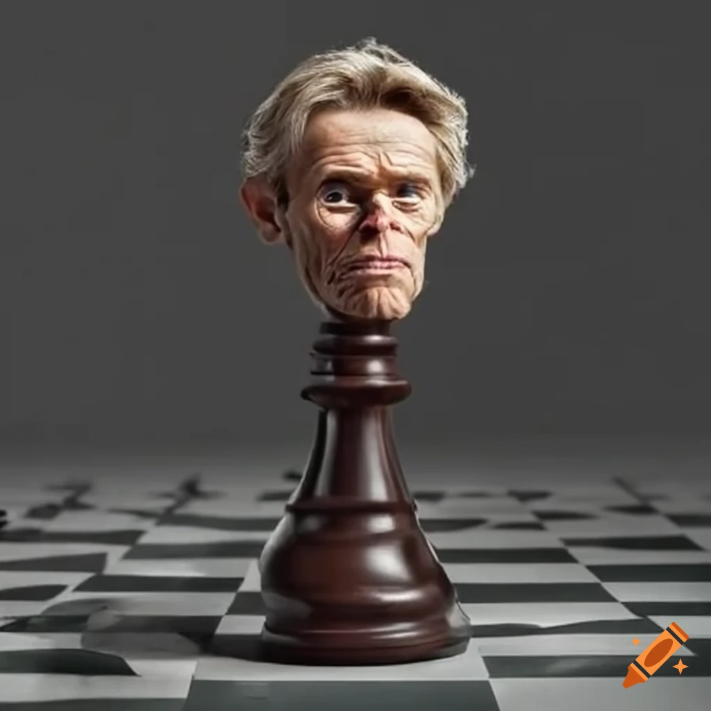 digital art of Willem Dafoe as a chess pawn