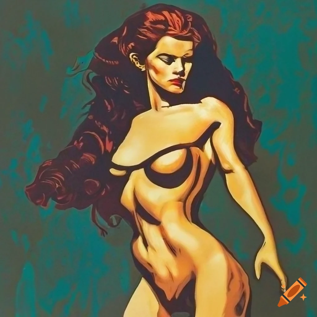 neo-pop artwork of beautiful women in lino print style