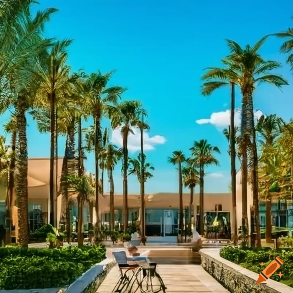 image of a vibrant commercial hub with green relaxation spots