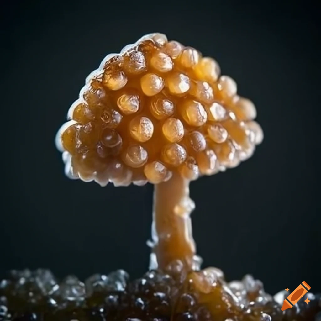 gourmet mushroom made of caviar on seaweed