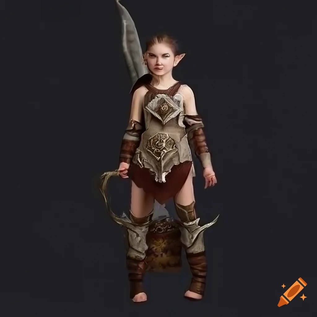 young elf girl in gladiator attire