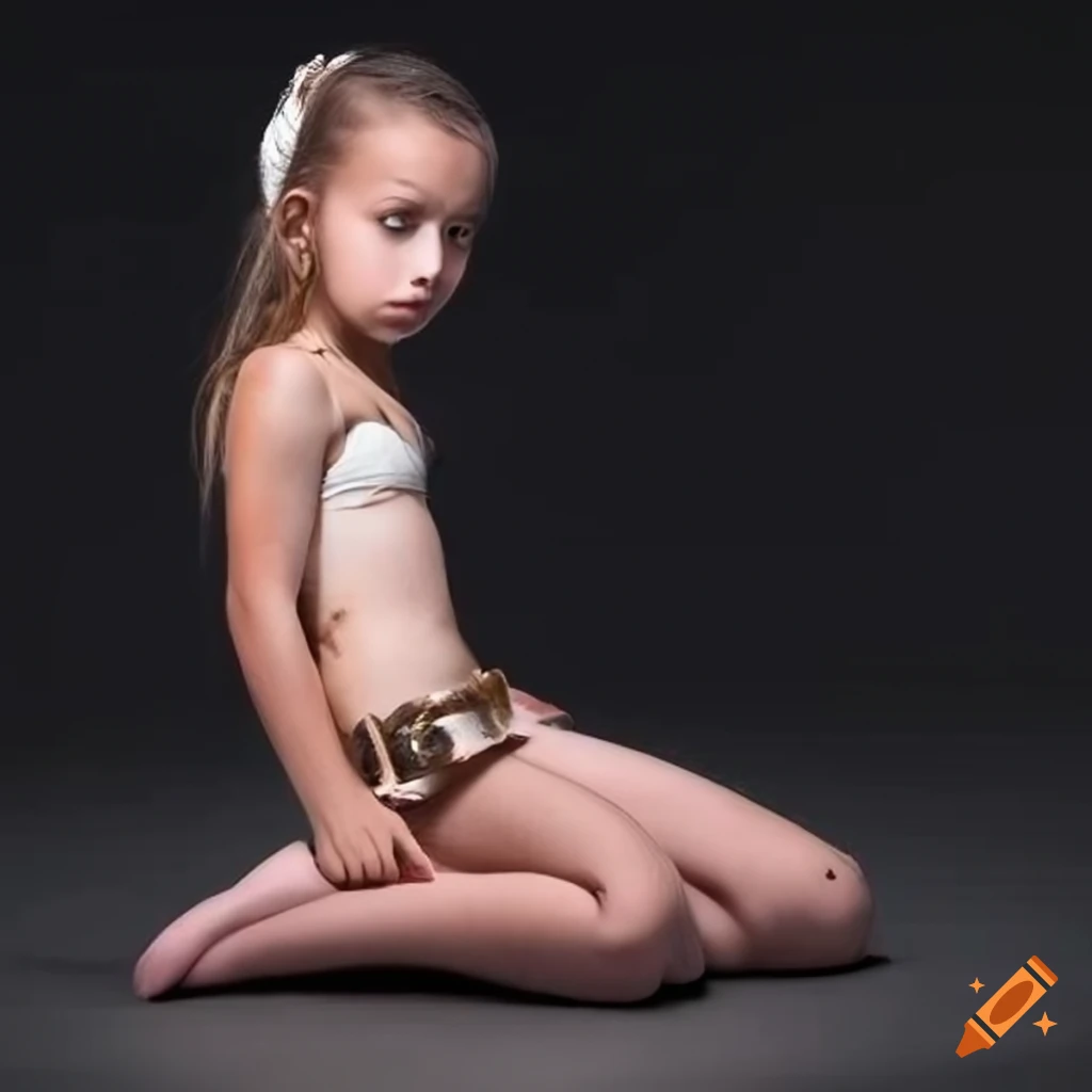 side view of a young gladiator girl sitting
