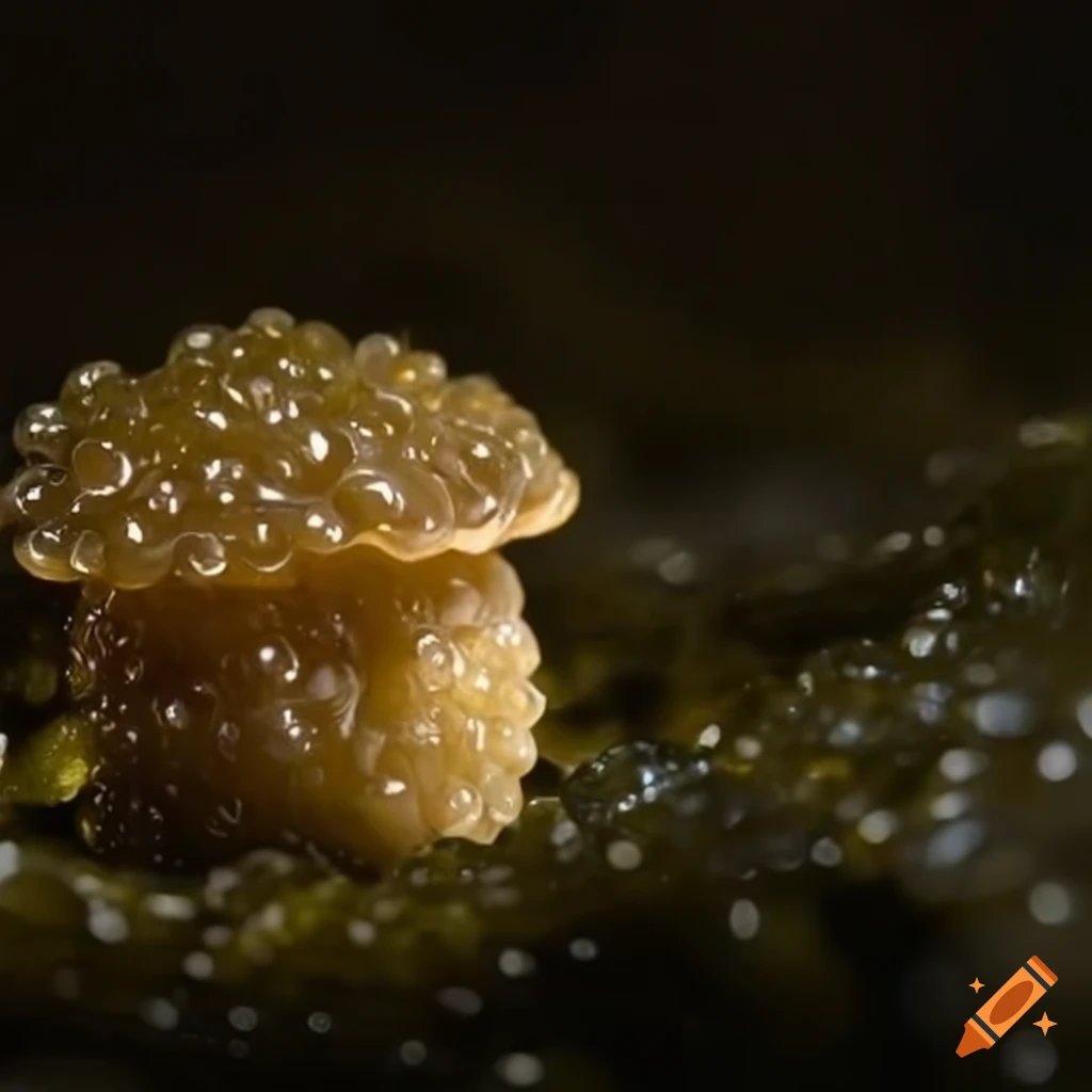caviar mushroom on seaweed