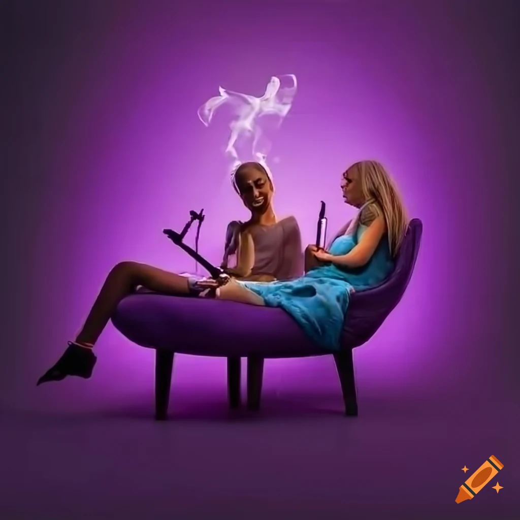two friends enjoying hookah in comfortable chairs