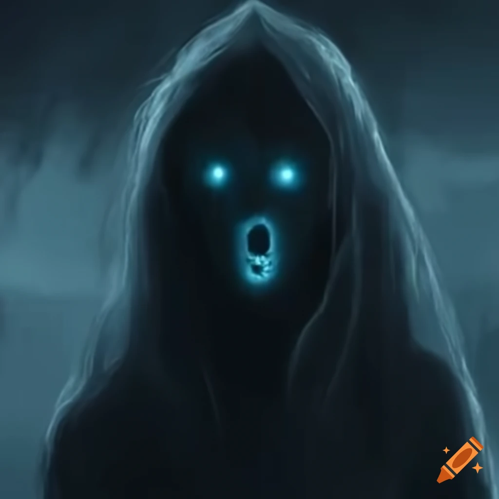 Illustration of menacing spectral figures with glowing eyes