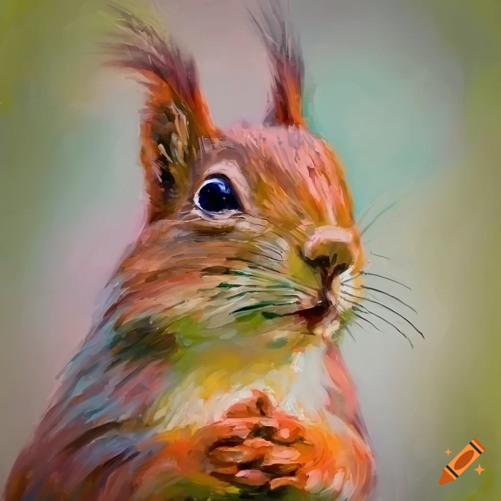 impressionist painting of a red squirrel