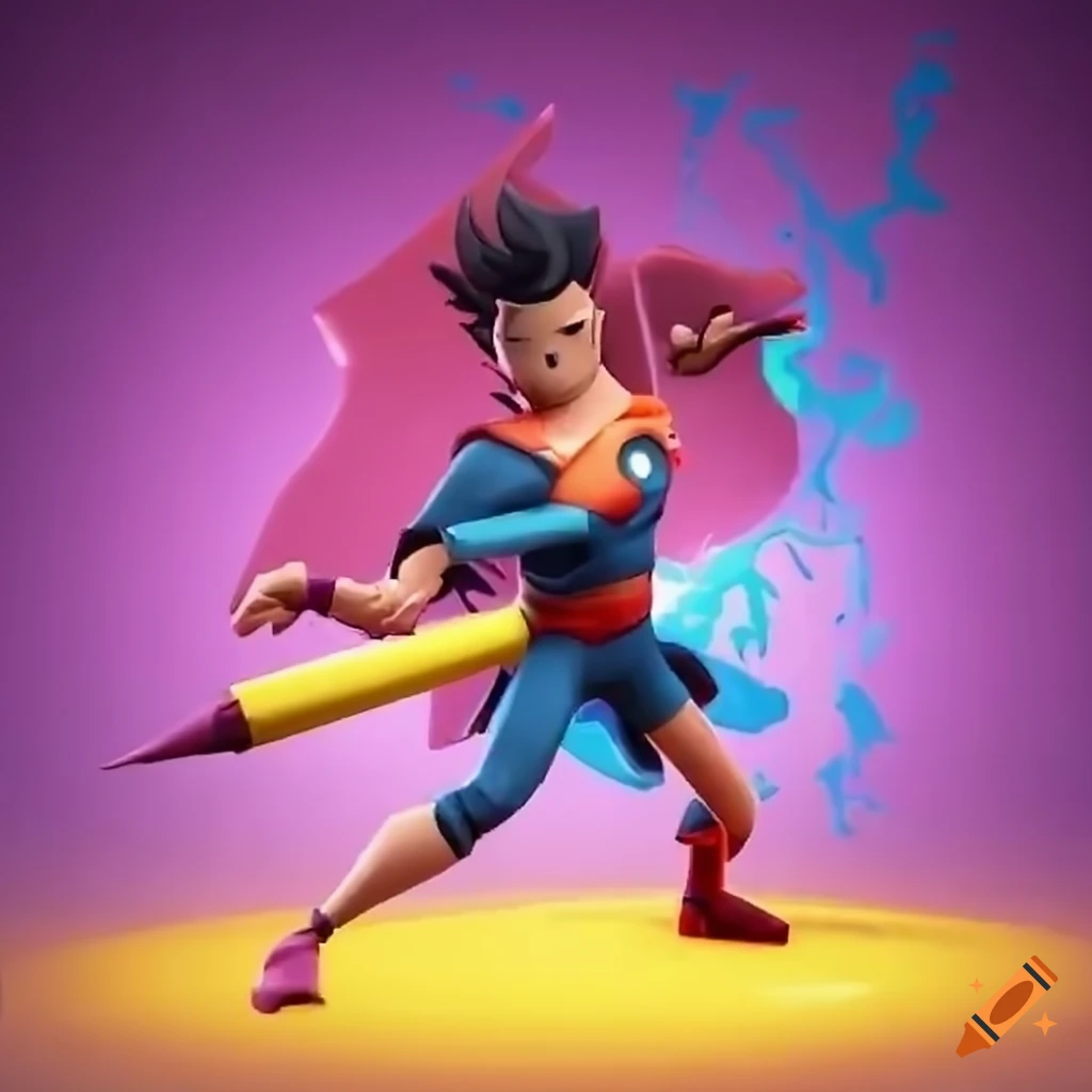 Render of crayon character in multiversus on Craiyon