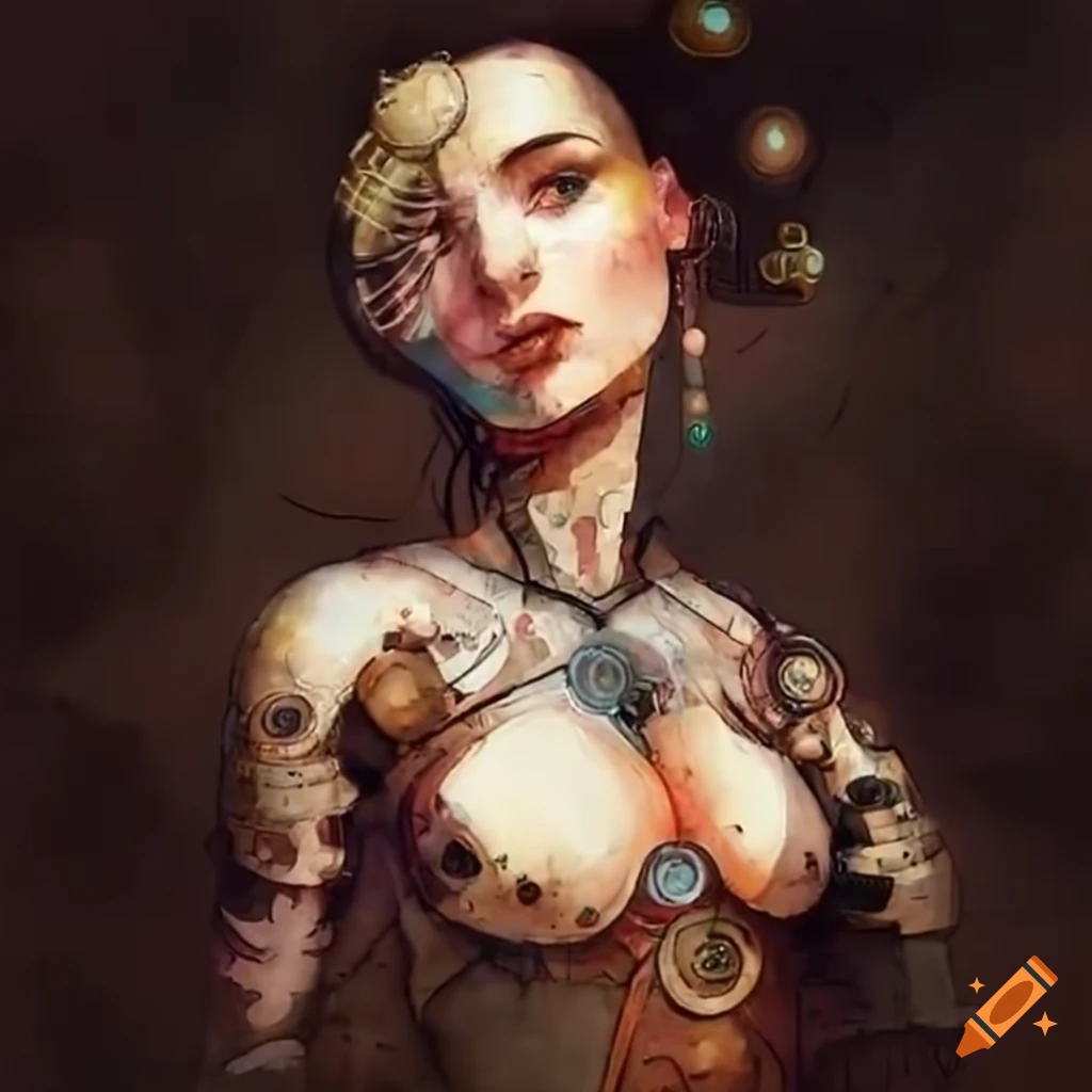 woman with a steampunk robotic body
